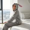 Pajama Onesie Kigurumi Costume Outfit Grey Rabbit L: 165 - 175Cm