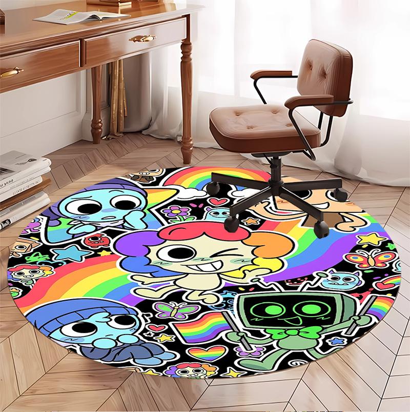 Dandy's World Pattern Round Rug, Indoor/Outdoor Mat, for Picnic, Gameroom, Bedroom, Office, Living Room, Home Decor Carpet, Birthday Gift