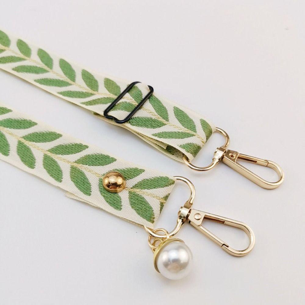 Adjustable Crossbody Phone Lanyard Wide Cloth Pearl Pendant Long Phone Strap Leaf Hanging Neck Phone Antilost Lanyard