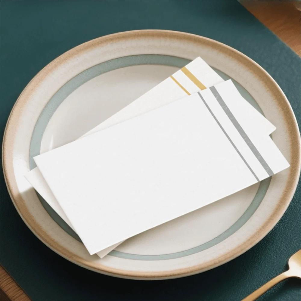 50 Piece Dust-free Paper Disposable Table Napkin Striped Print Soft Table Towel Biodegradable Disposable Serviette