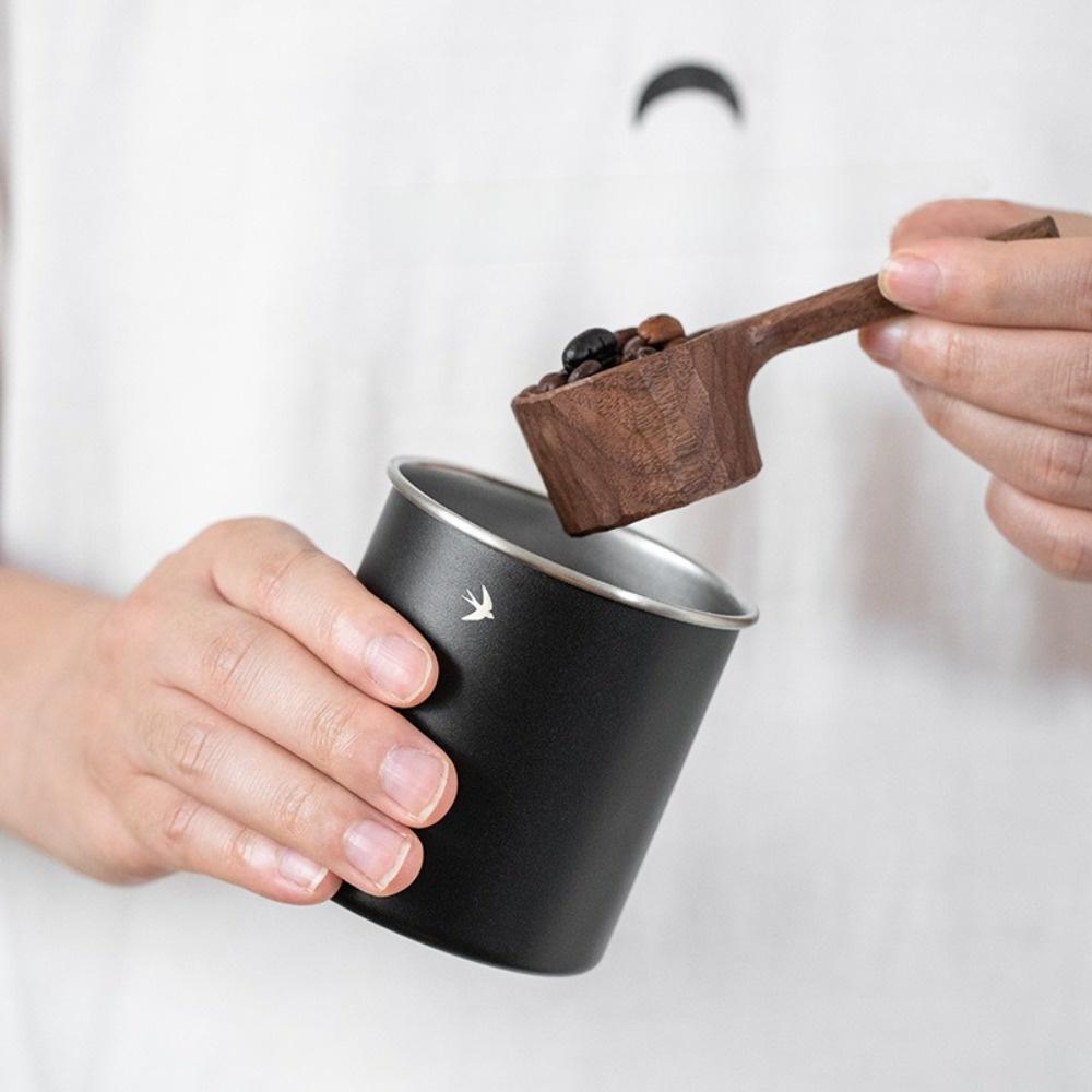 Stainless Steel Tea Coffee Storage Canister with Wooden Lid Airtight 380ml 560ml Kitchen Food Container for Matcha Powder