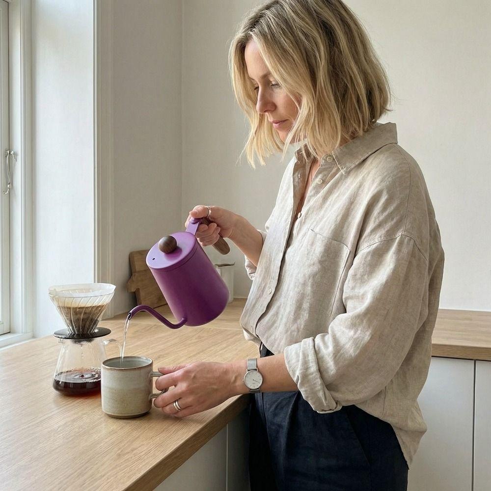 600ML Pour Over Coffee Kettle Stainless Steel Drip Filter Coffee Maker Hand Brewing Kettle  Kitchen