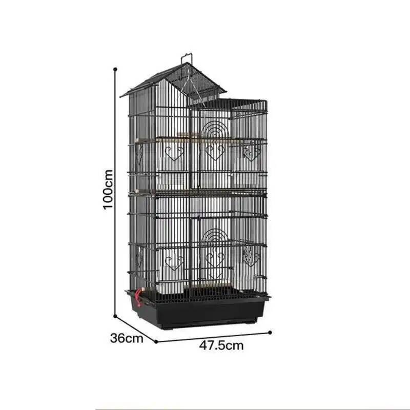 Budgie Parrot Cage Bird Cage Special Black Phoenix Peony Bird Breeding Cages Large Home Metal Luxury Viewing Villa Bird House L