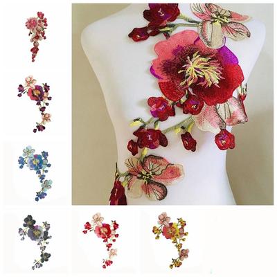 Elegant Clothing Applique Peony Flower Clothes Patches Peony Flower Embroidered Patches  Sewing