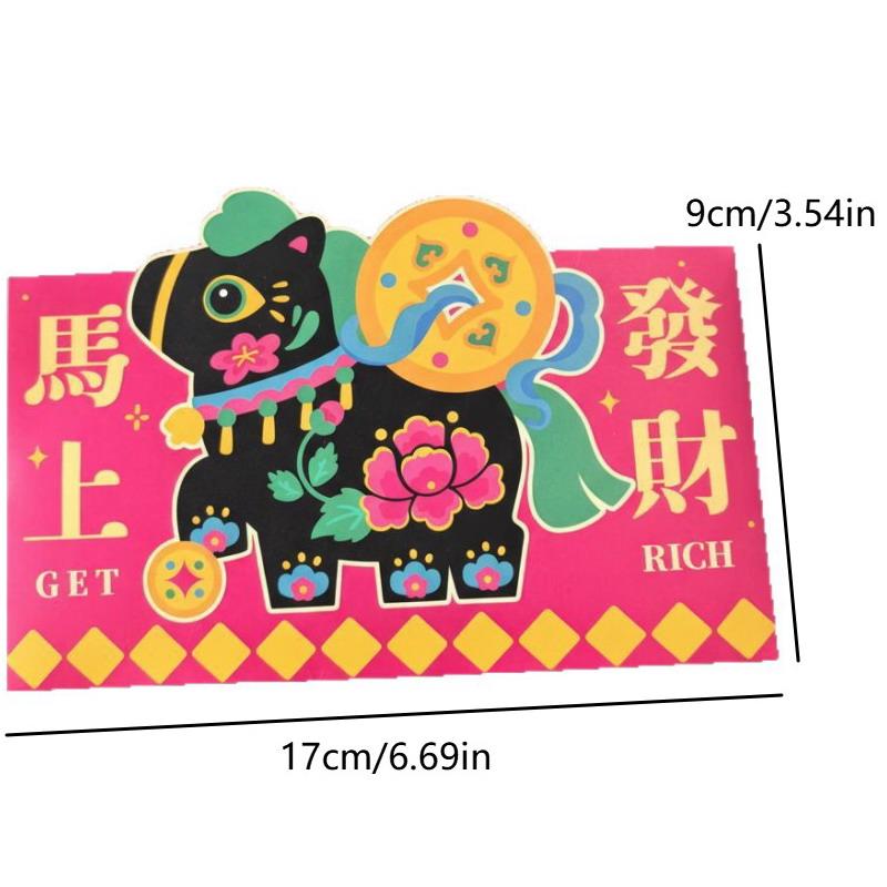 2026 Year Of The Horse Folding Red Envelope Cartoon Pattern Traditional Money Envelope Festival Hongbao Chinese New Year