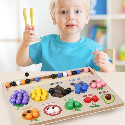 Montessori Zuordnungs- und Sortierspiel Holz Obst Klammer Perlen Farbe Form Sensorischer Sortierer für Kinder Feinmotorik Frühe Bildung