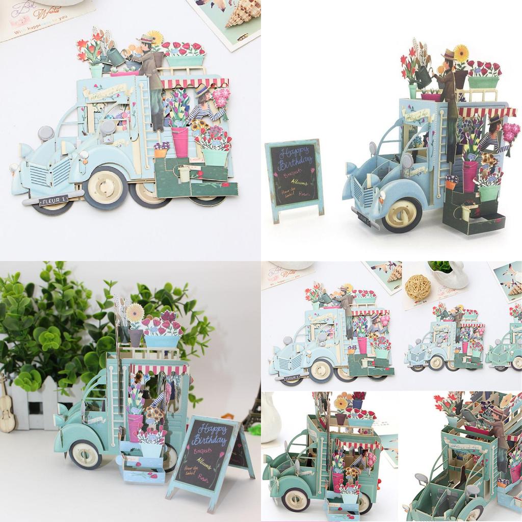 Beautifully Detailed 3d Mother's Day Card For Mum With Flower Van Theme