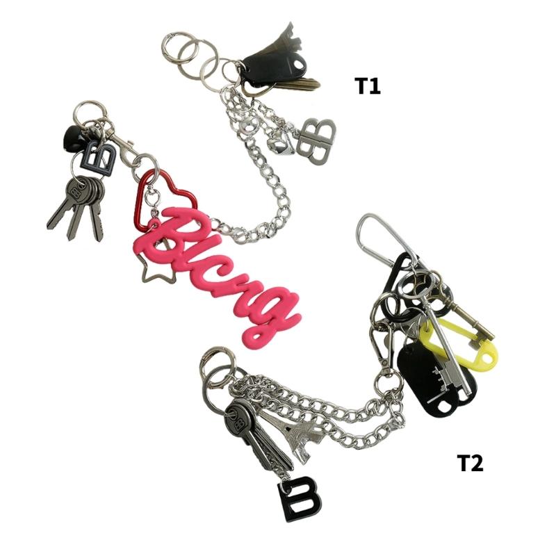 Trendy Graffiti Letter Silicone Keychain Edgy Soft Silicon Key Pendant Waterproof Graffiti Letter Designs Key Rings