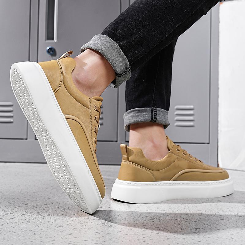 Mens Shoes Lace Up Flats Casual Platform Leather Fashion Sneakers Outdoor Driving Tennis Luxury Trainers Leather Shoes Men
