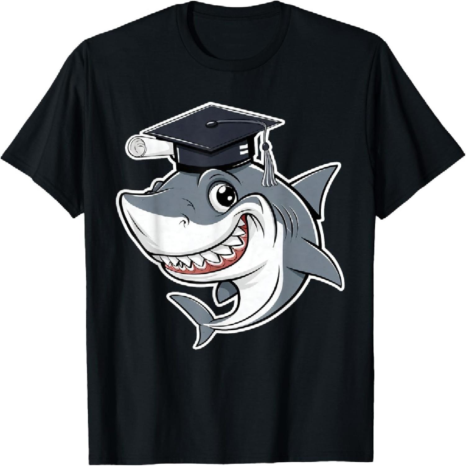 Great White Shark Graduation Cap Class of 2025 Shark Lover T-Shirt S
