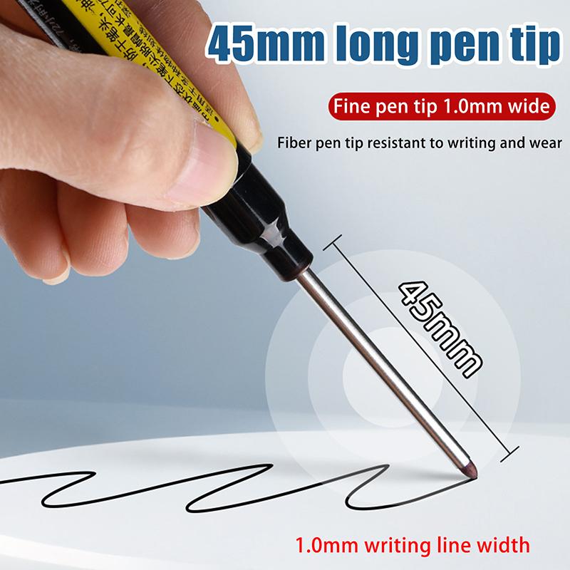 45Mm Deep Hole Marker Pens Long Nib Head Carpenter Pen Black/Blue/Red Ink Waterproof For Measuring Woodworking Hand Tools