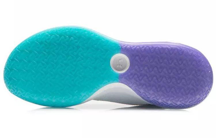 LiNing Yushuai XV Cushioning Anti-Slip And Wear-Resistant Coverage Support Mid-Top Basketball Shoes White Blue Purple ABAR043-1