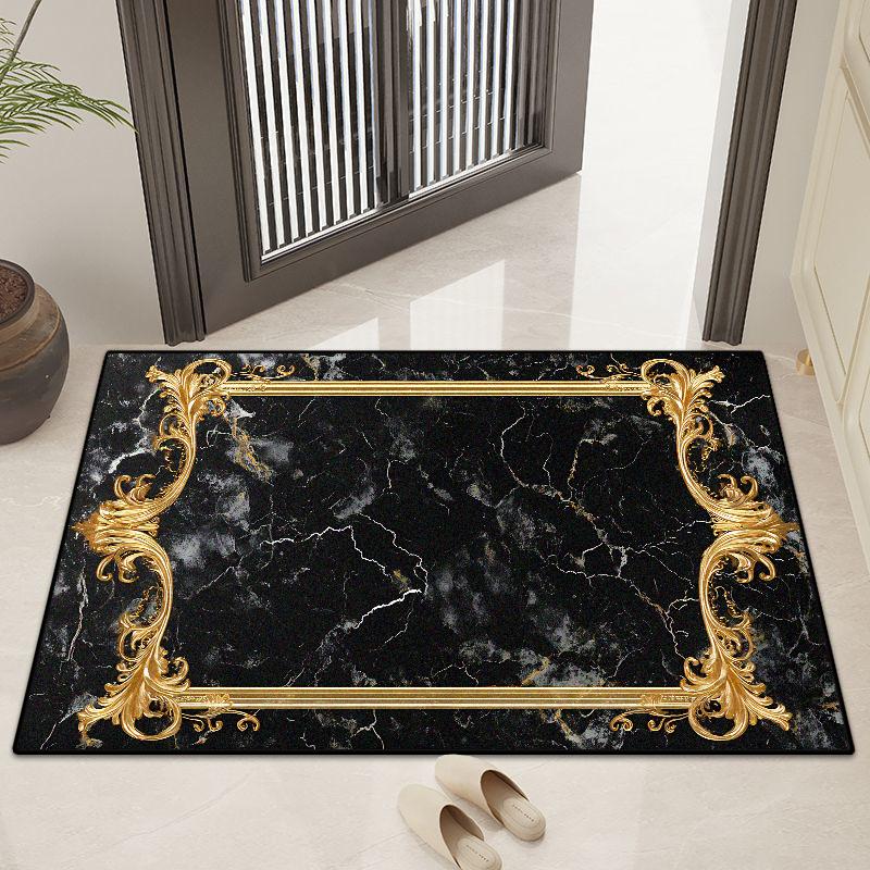 

Современный Декор Дома в Стиле Мрамора Роскошный Большой Ковер Гостиная Золотая Кайма Нескользящий Ковер для Столовой Моющийся Коврик для Входной Двери 60*90cm