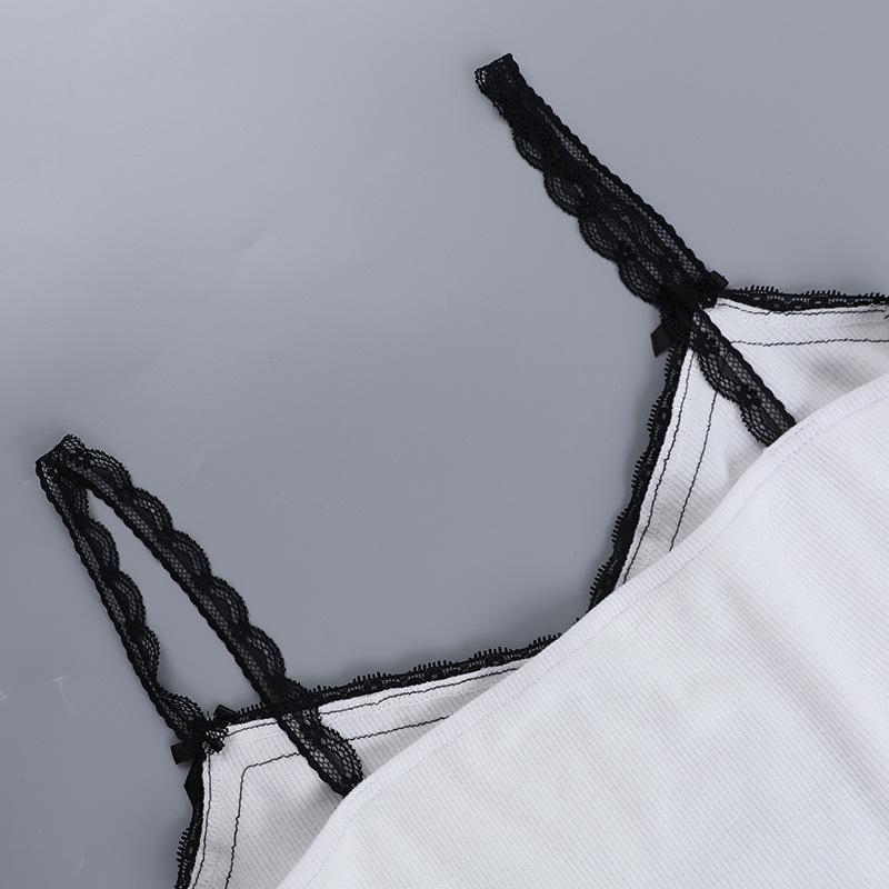 Europeisk og amerikansk sommer sexy gate stil trykt blonder V-hals camisole slim fit topp