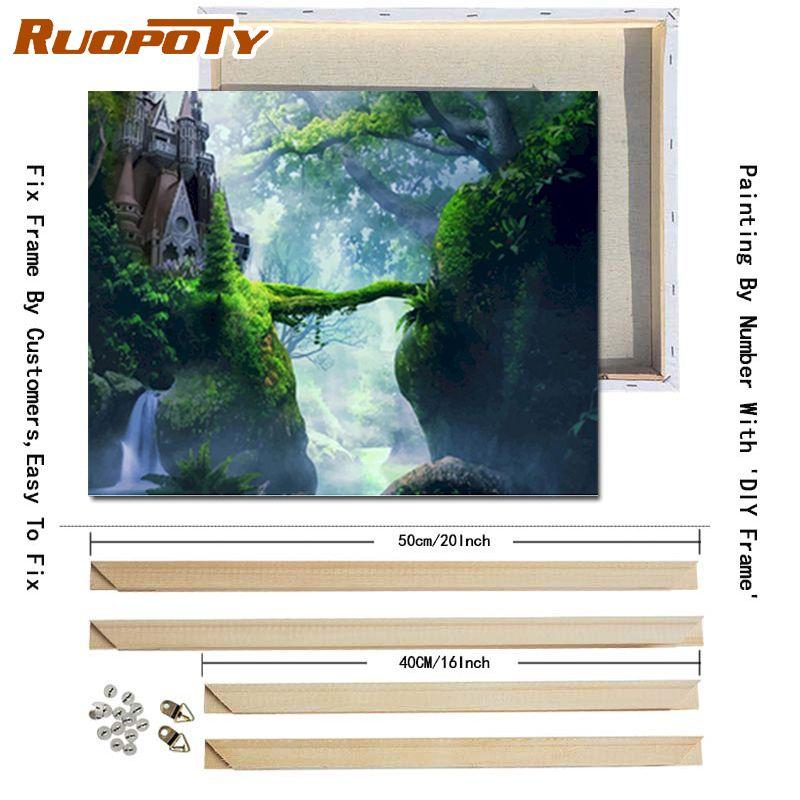 Ruopoty DIY Frame Night Scenery DIY Painting By Numbers Kits Modern Wall Art Picture Handpainted Oil Painting For Living Room Art