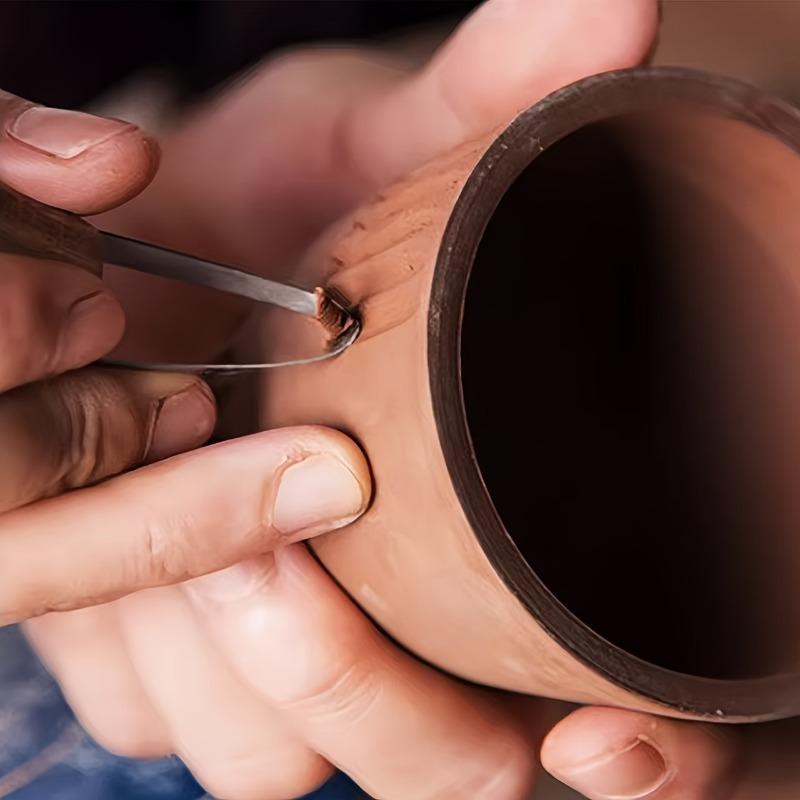 1 Pc Premium Wooden Handle Pottery & Sculpting Tool- Large Head Carving Knife for Clay and Billet Shaping