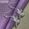 925 Sterling Silber Libelle Anhänger AAA Zirkon Ohrringe Geschenk Modeschmuck