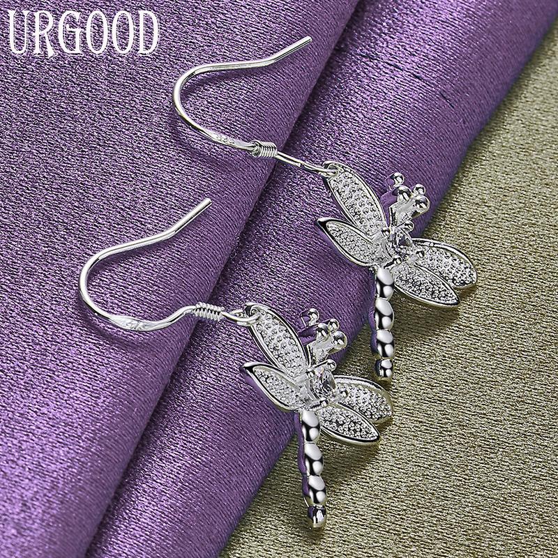 Stříbrný přívěsek 925 vážka AAA zirkonové náušnice Dárek Módní šperky