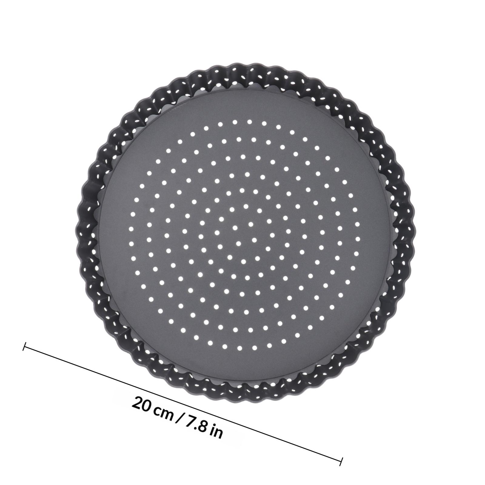 8 Inch Non-Stick Pizza Pan Round Baking Tart Tray Removable Bottom Perforated Carbon Steel Pie Mold For Cheesecake Quiche Muffin