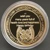 Medalha Comemorativa de Bolo de Aniversário Banhada a Ouro - Souvenir Presente com Relevo 3D