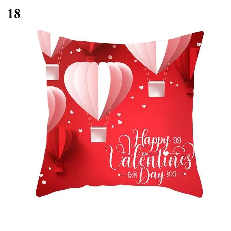 Valentine's Day Cushion Cover Red Heart Print Pillowcase Pillowcase Sofa Sofa Pillowcase