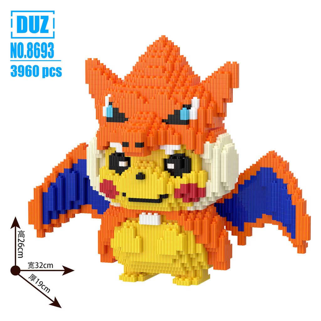 Pokemon Pikachu Building Blocks Creative 3D Model Lovely 45/90CM Assembly Mini Connection Bricks Figure Toy Gift For Home Decor