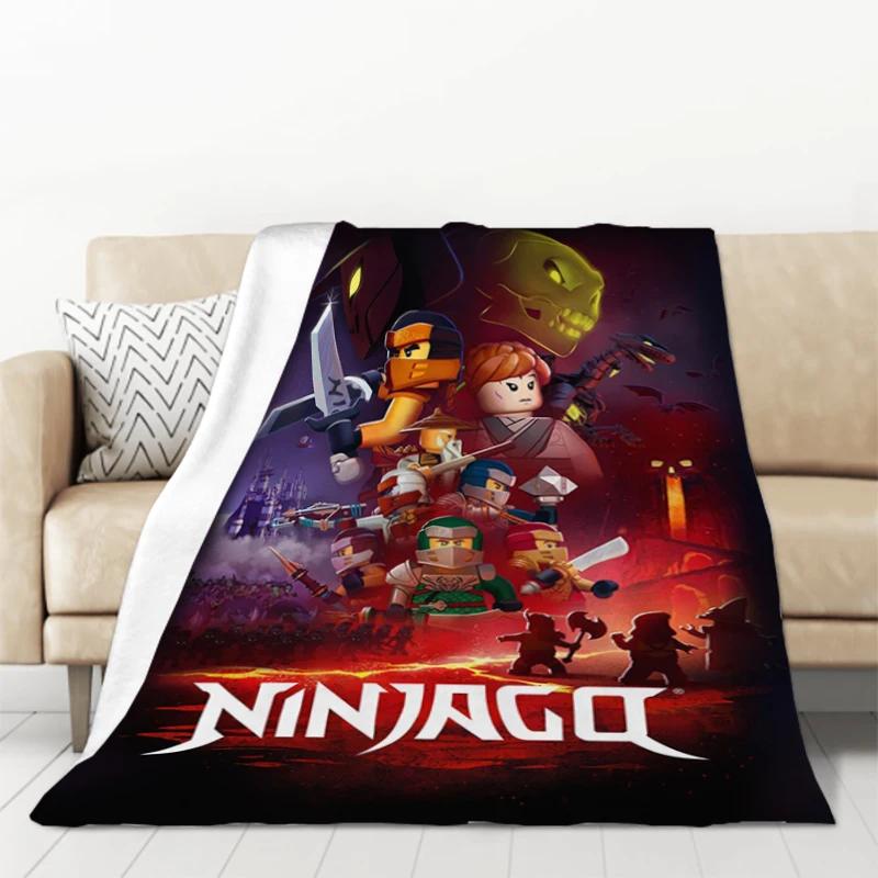 Ninjago Cartoon Cozy Throw Blanket for Sofa Office Camping Soft Microfiber Bedding with Print Perfect for King Size Cat Nap