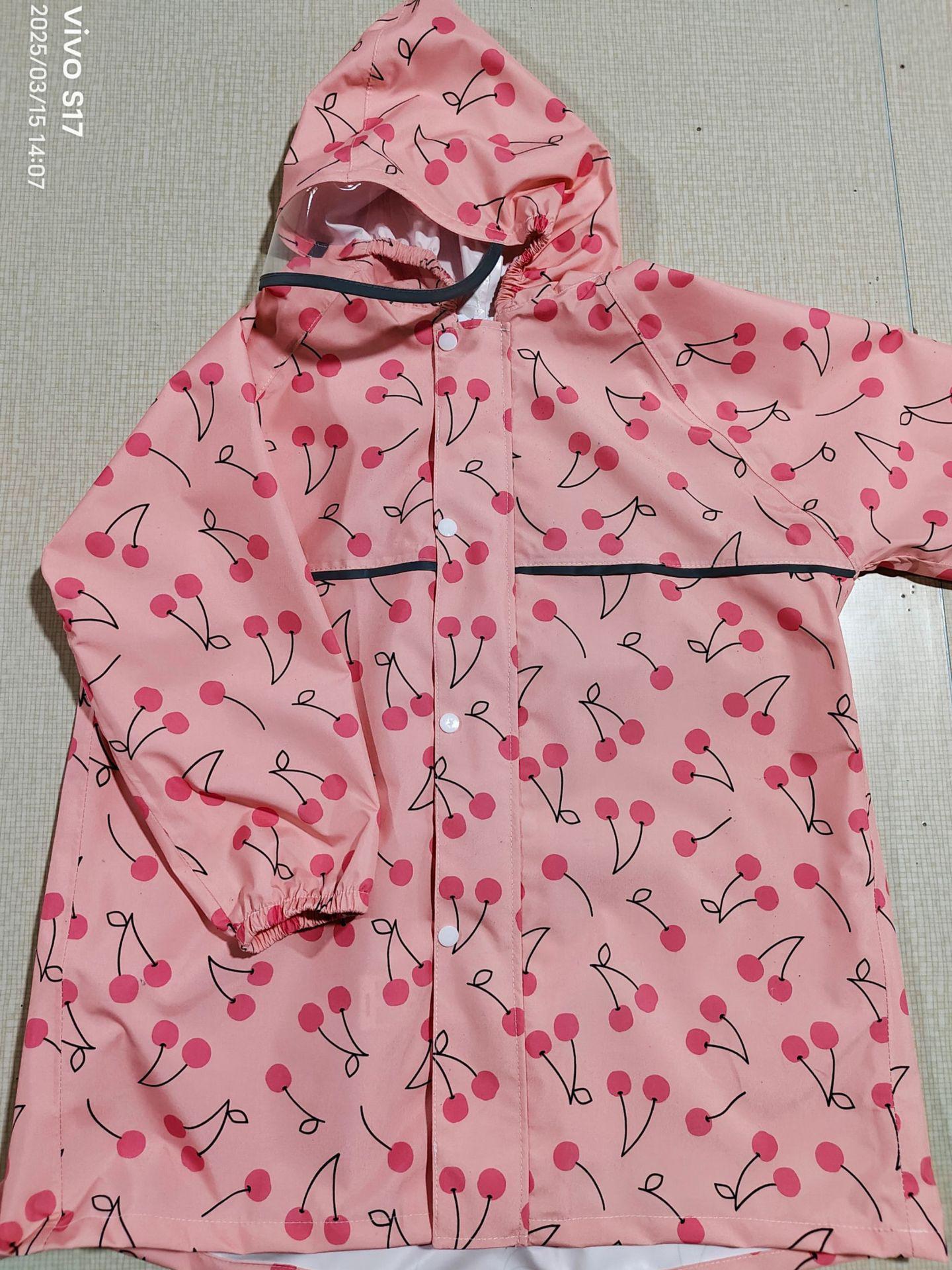 

Japanese Style Pink Girls Raincoat - Long Rainproof School & Hiking Poncho XL рожевий