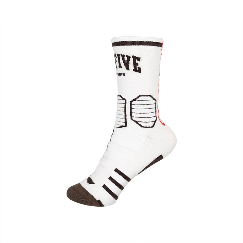 Li Ning Sports Basketball Collection Knee High Socks Unisex 1 Pack White Mushroom Umber AWLT053-13 L