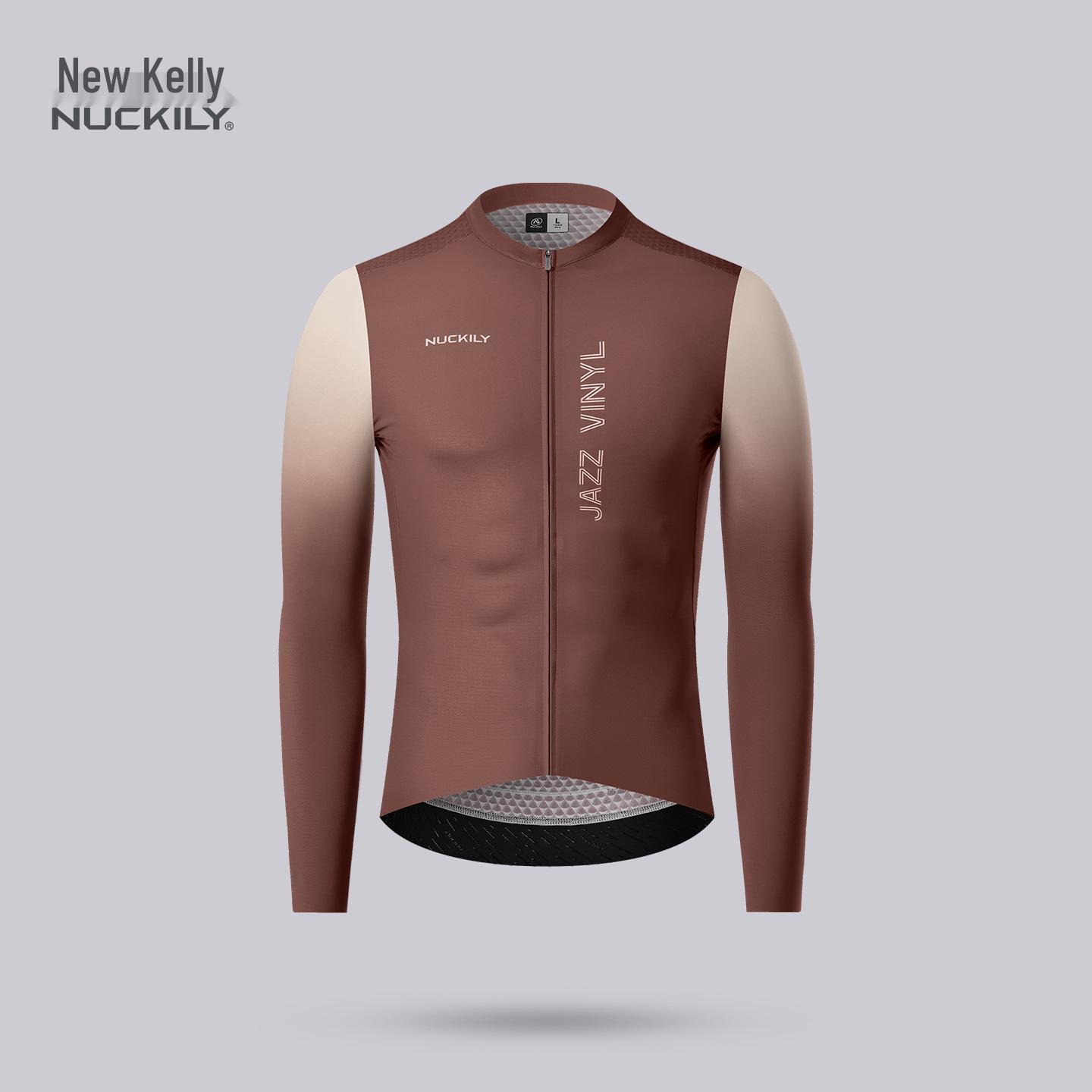 NUCKILY Men s Quick-Drying Long Sleeve Cycling Jersey - Autumn/Winter 2026, Breathable and Lightweight. M коричневый