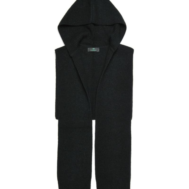 DOYOUKNOWMC 25FW Hooded Neck Warmer and Black Knit Muffler