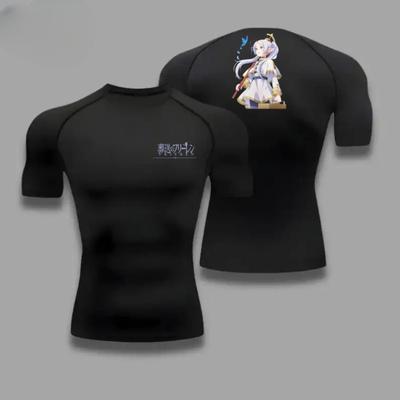 Frieren Graphic Compression Shirts Men Gym Workout Running Tshirt Summer Athletic Quick Dry Tees Tops Short Sleeve Rash Guard