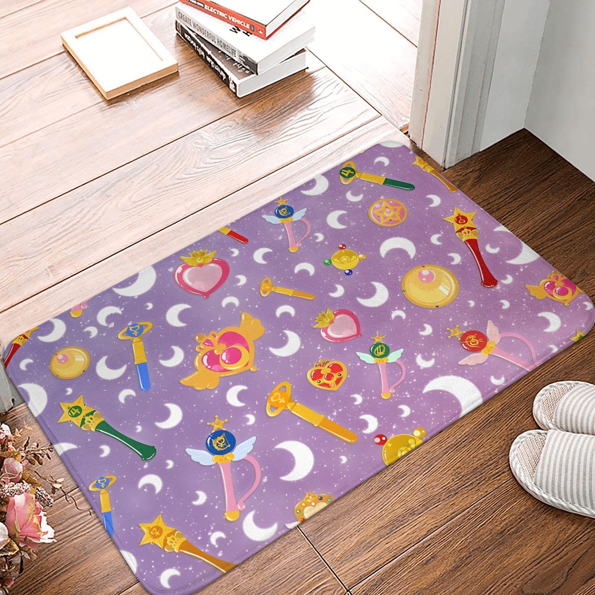 

Crisis Moon Compact Floor Door Kitchen Bath Mats Anti-Slip Indoor Sailor Moon Doormat Toilet Entrance Carpet Rug 40x60cm