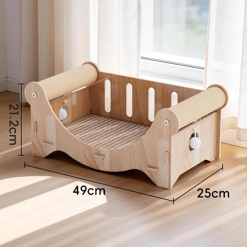 VZZS Wooden Cat Scratching Bed
