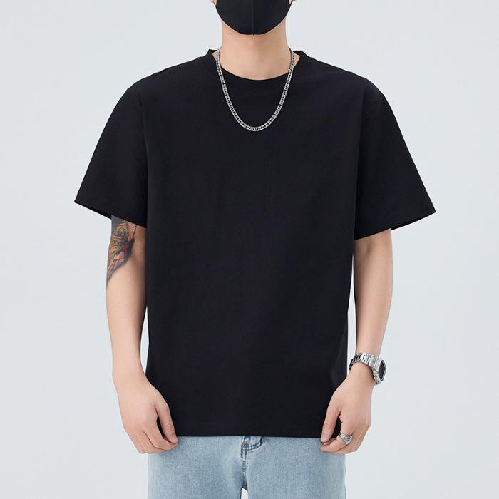 Short-sleeved Mens Single Color Relaxed Fit Top T-shirt In Spring Versatile Half-sleeved Body