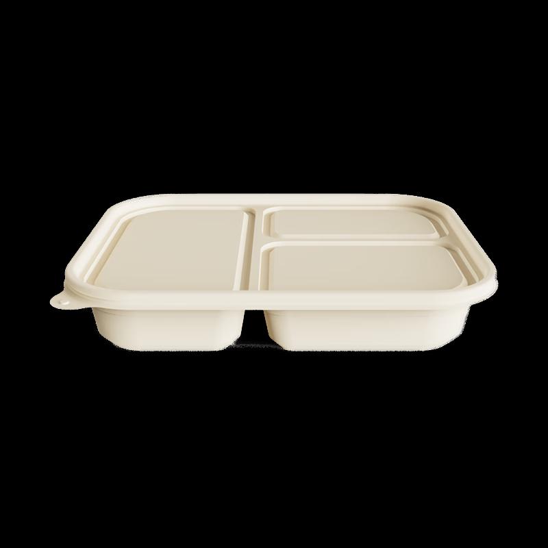 Eco-Friendly 3-Compartment Biodegradable Meal Boxes with Lids