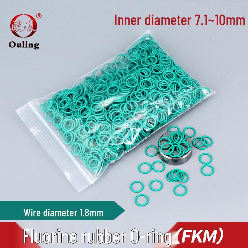 Green FKM O-ring, ID: 7.1-10mm, Width: 1.8mm Inner diameter 7.1*1.8mm (10 pcs) Green FKM O-ring
