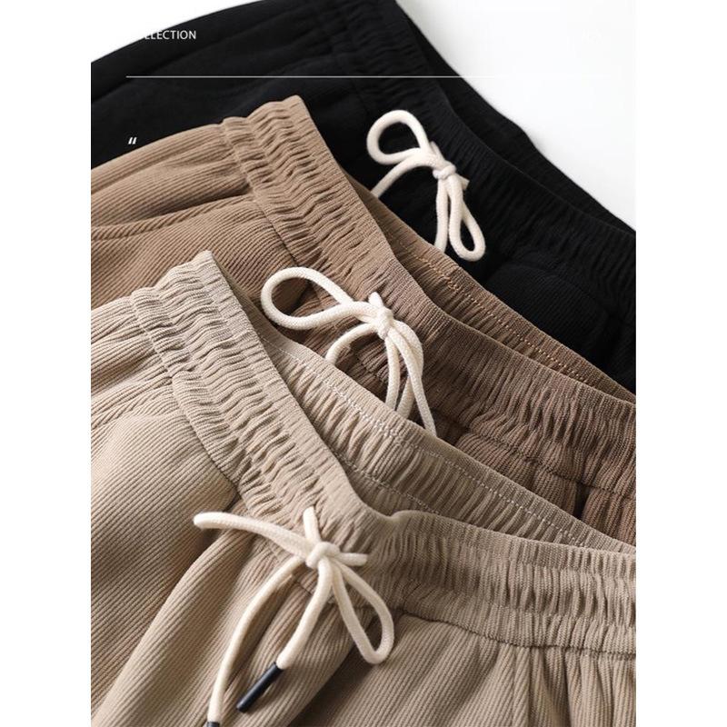 Autumn sports women's clothing plus velvet thickened loose cuff sweatpants women's simple high waist kapok velvet pants high waist