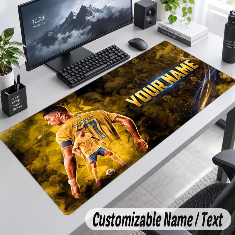 Custom Name Text Mouse Pad Cristiano Ronaldo Personalized Desk Pad For Work And Gaming