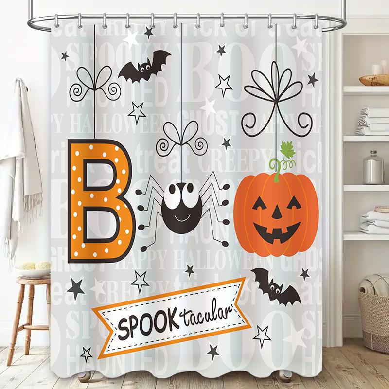 Halloween Decor Shower Curtain Waterproof Fabric Home Decorations Halloween Party Decoration for Bat Pumpkin Spider Seasonal Dec