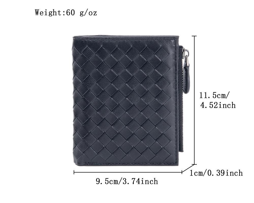 Women's Genuine Leather Hand-Woven Lambskin Wallet - Short, Large Capacity Coin Purse & Card Holder