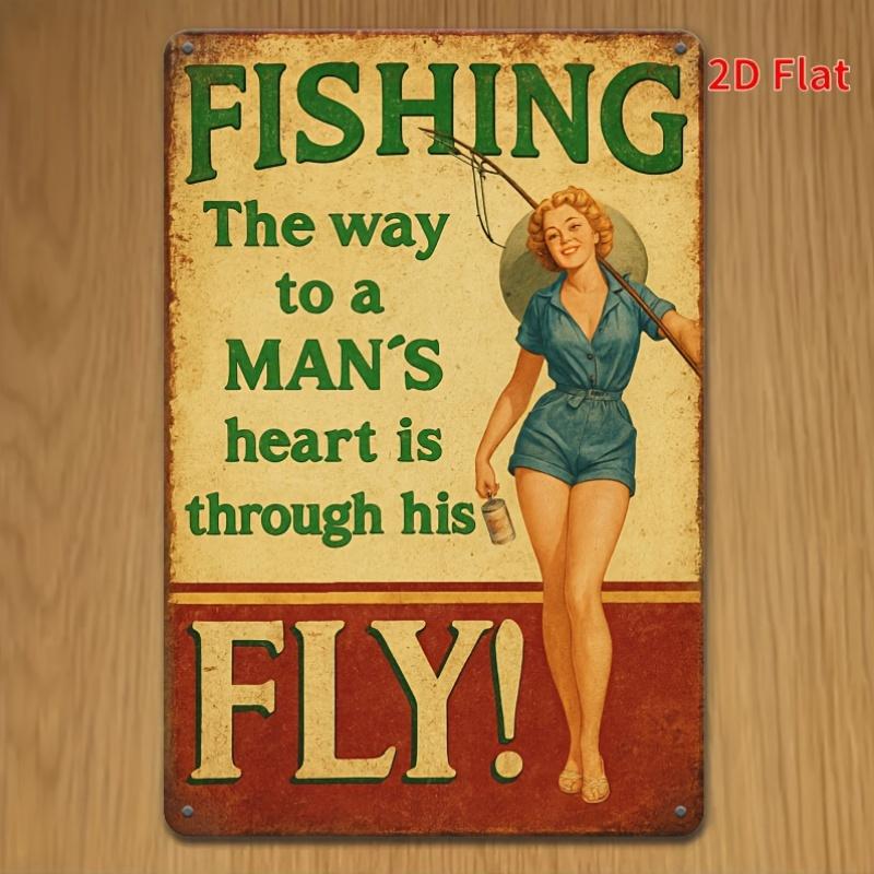 Vintage Fishing Metal Sign Xcm Funny Bait Quote Wall Art for Man Cave Bar Garage Office Decor