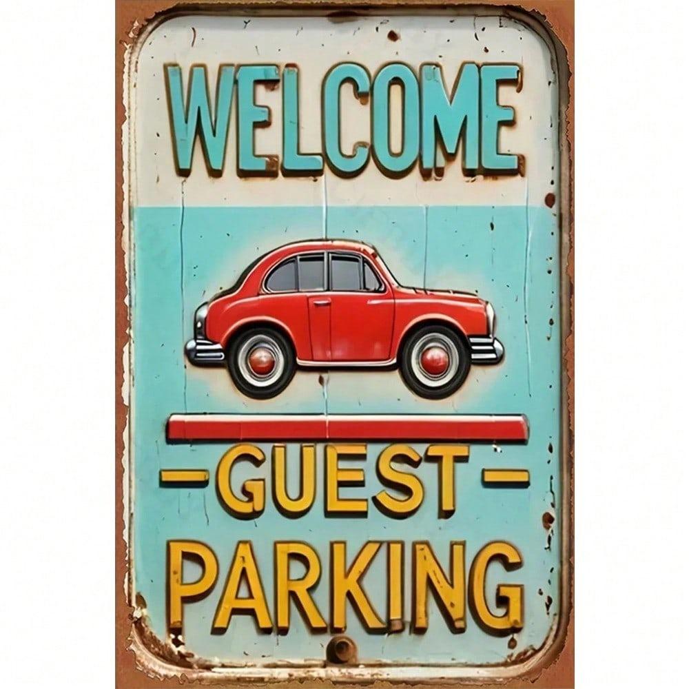Vintage Metal Sign Parking Guest Wall Decor 20x30 Cm for Garage Bar