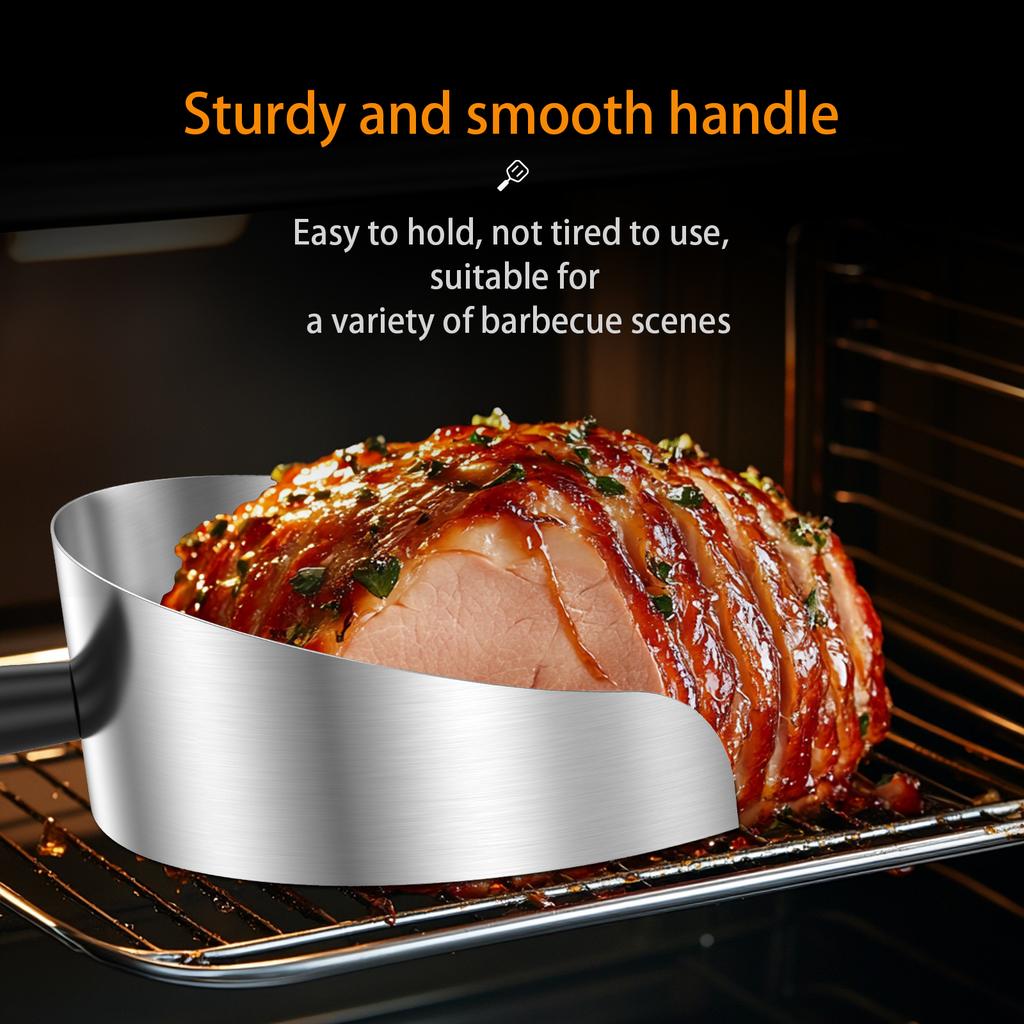 Handheld Kebab Doner Shove Rotisserie Catch Pan Meat Catcher Stainless Steel Rotisserie Meat Shovel Non-Stick Pans for Barbecue