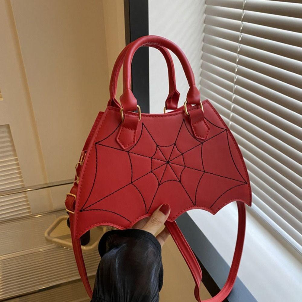 Harajuku Spider Web Shoulder Bag PU Leather Halloween Crossbody Bag Creative Halloween Bag Ladies