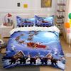 Santa Sleigh Ride Christmas Set Bedding Duvet Cover Set Duvet Cover Pillowcases (1*Duvet Cover 2*Pillowcases, Without Duvet Insert)