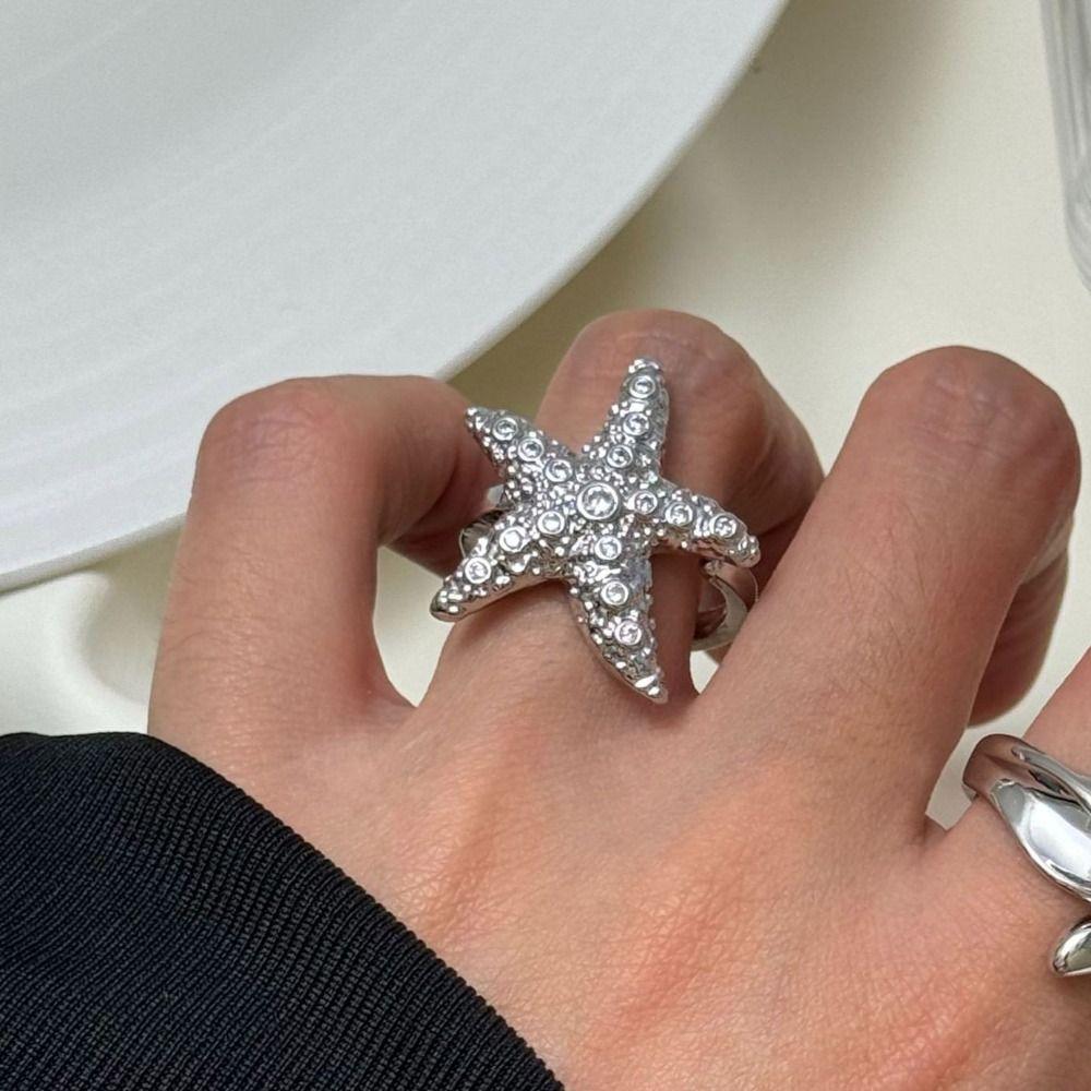 Jewelry Accessories Metal Starfish Ring Korean Style Vintage Finger Buckle  Gift