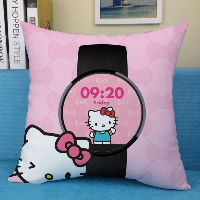 Cute Cartoon Art Funny HelloKitty Cushion Cover Square Pillowcase Home Sofa Living Room Coffee Shop Durable Pillowcase