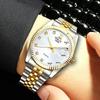 Reloj de Moda Clásico Versátil para Hombre con Correa de Acero, Movimiento No Mecánico, Función de Calendario y Diseño Unisex para Parejas.