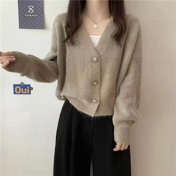 Korean Style Fluffy Knit Cardigan - Soft Button Sweater for Autumn/Winter